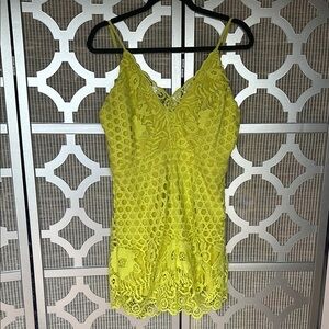 Fashion Nova Yellow Lace Jumpsuit